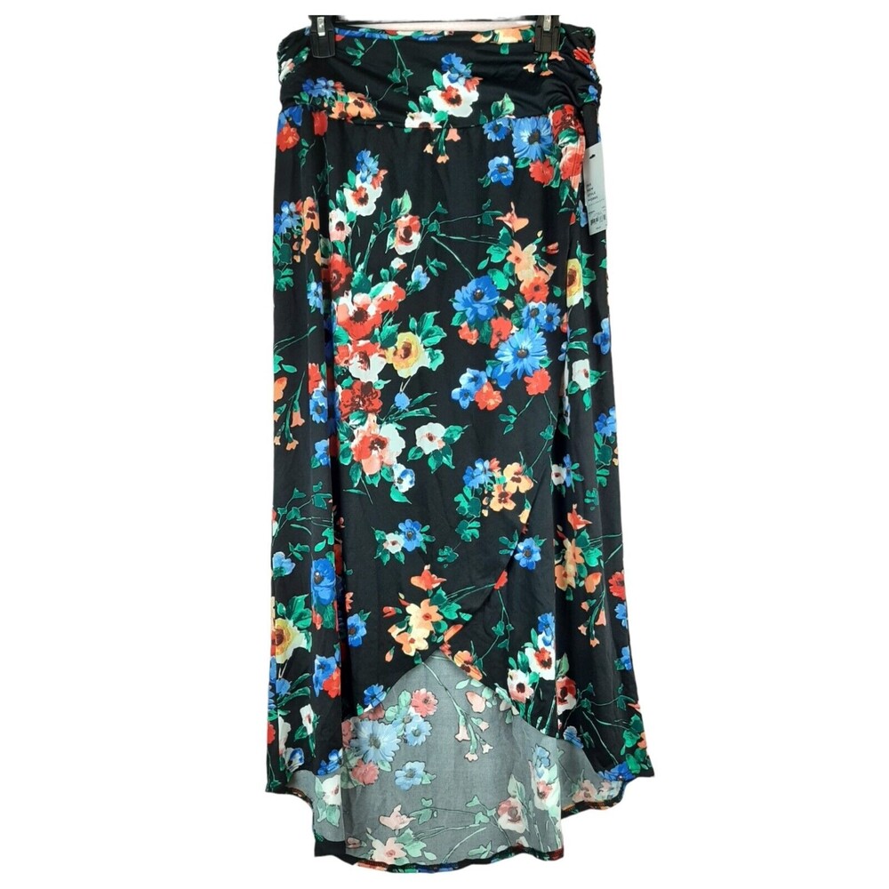 NEW Apt 9 Women Skirt Front Slit Tulip High Low Elastic Waist Flowers Size L